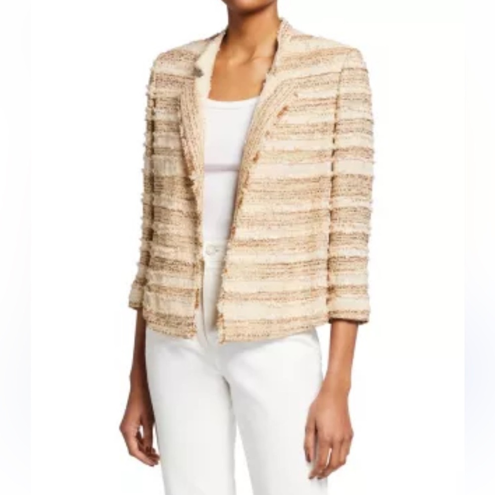 Kobi Halperin Estrella 3/4 Sleeve Tweed Striped Jacket | Medium